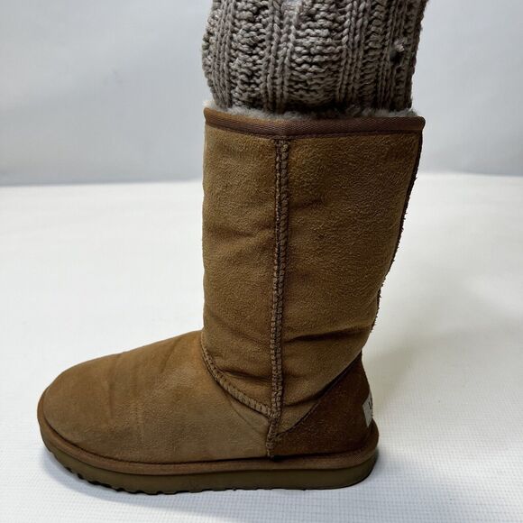 UGG Women's Tularosa Knit Detachable Knit Collar Boots Chestnut Brown Sz 7 3178 - Picture 14 of 16